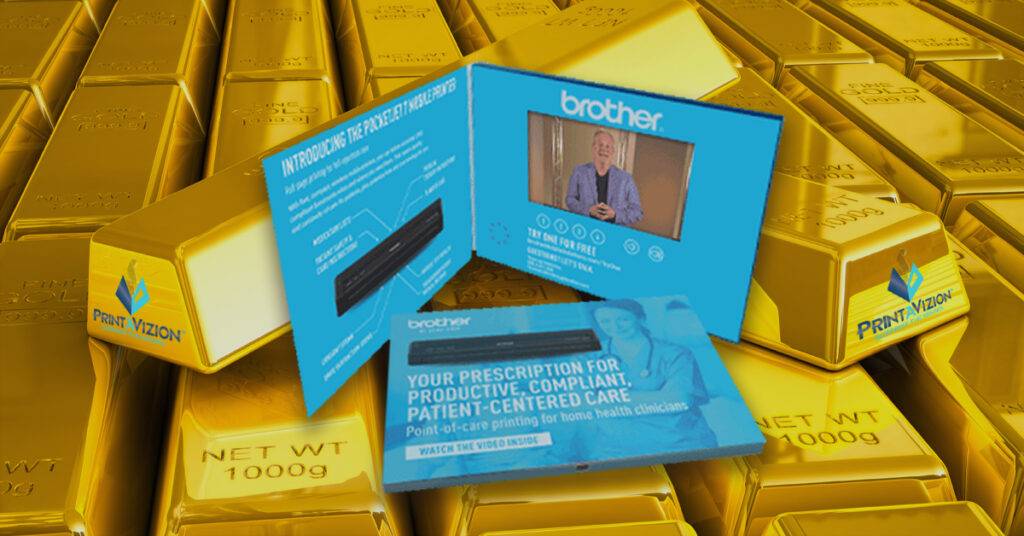 Blank  LCD Video Mailer Card And Brochure For branding. 3d render illustration.